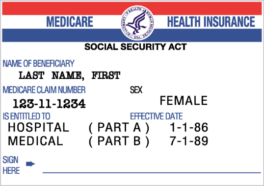 Medicare card (Red, White, Blue card)