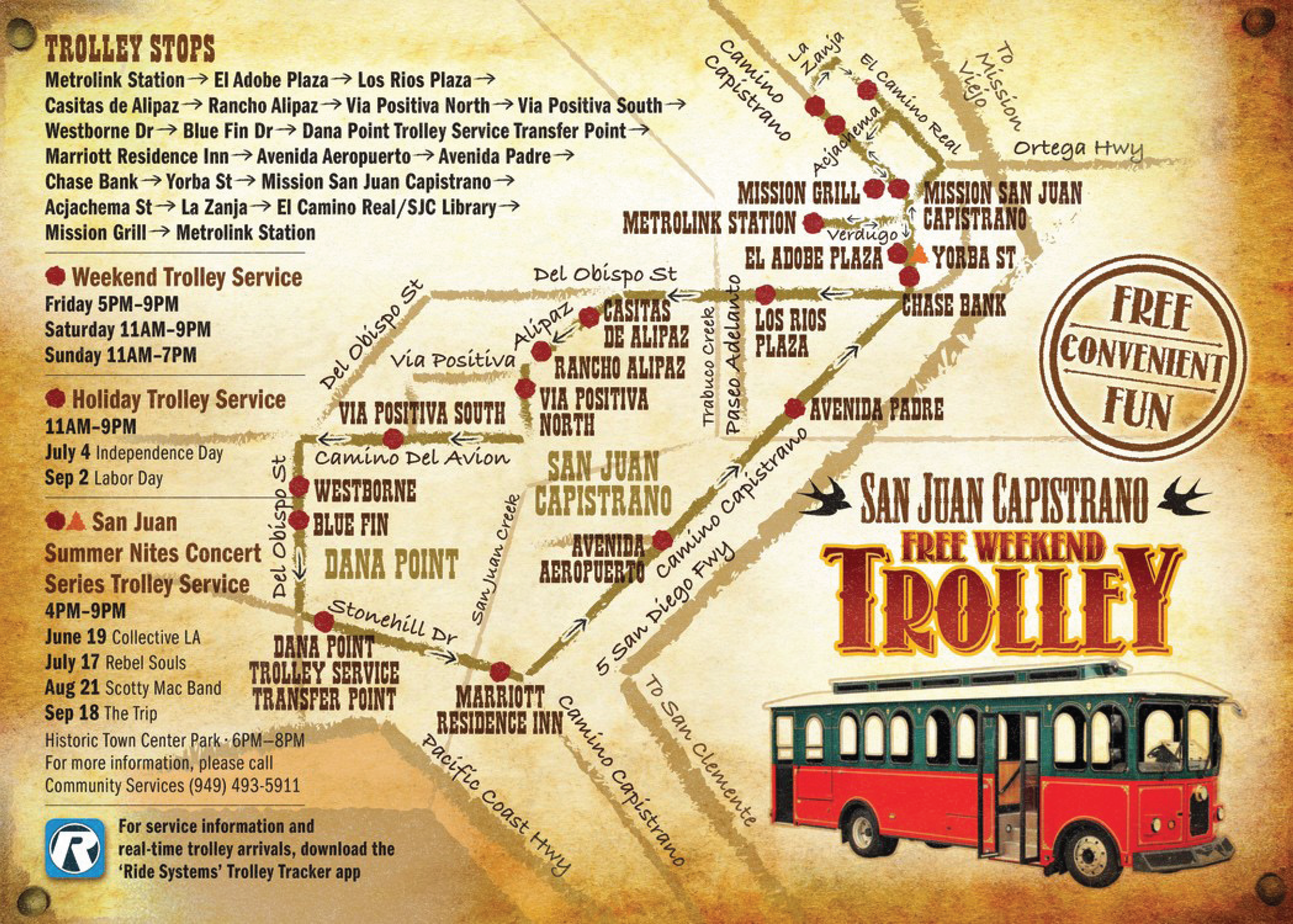 San Juan Capistrano trolley map